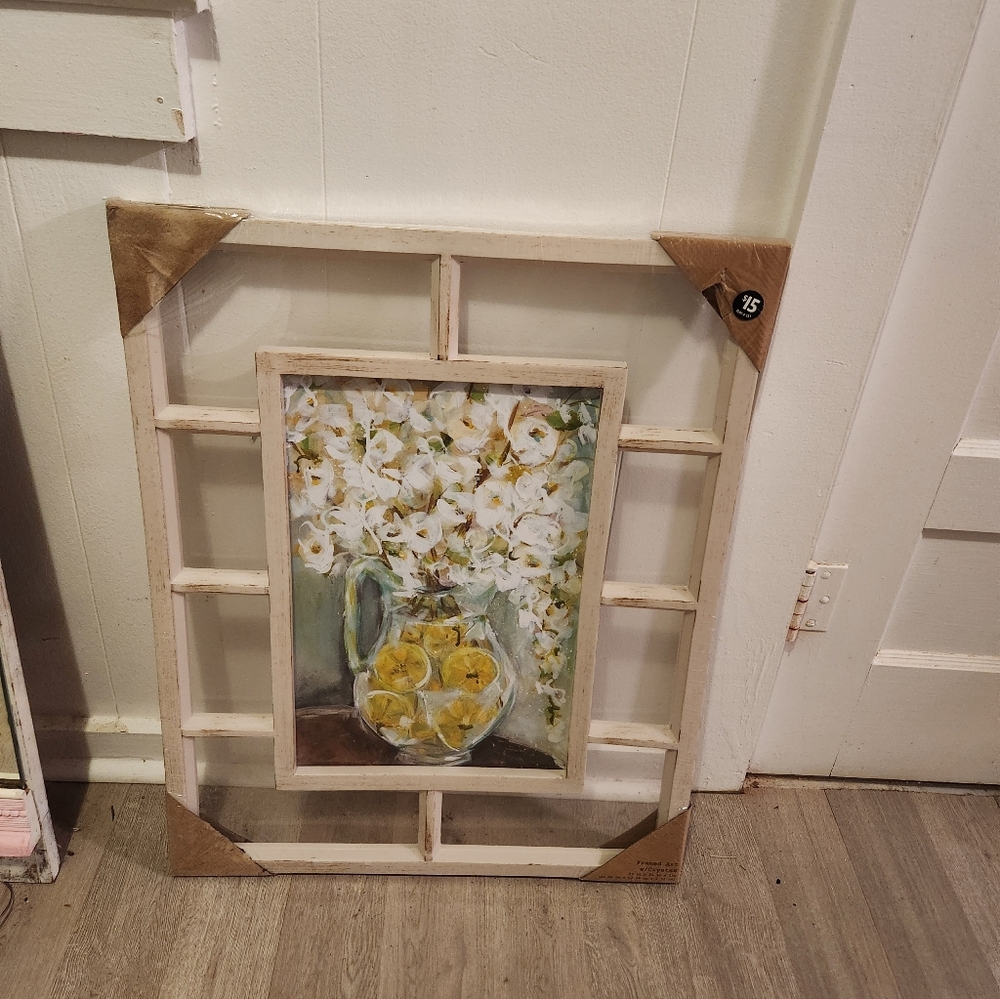 Floral Wall Art with White and Yellow Accents